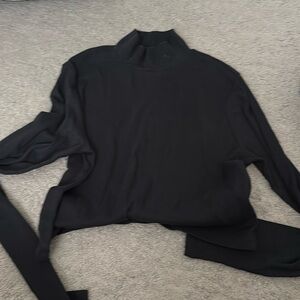 Black cropped turtle neck top